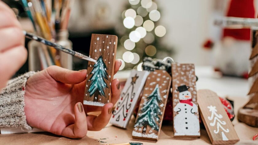 A Person Making Christmas Decorations