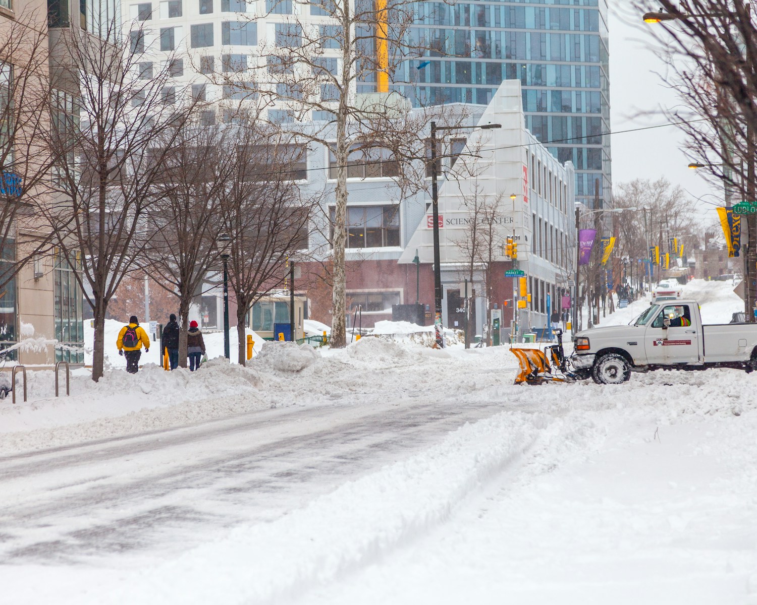 cars on road near bare trees during snowy winter daytime