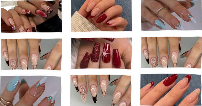 A three row-column canvas featuring different types cute winter nails