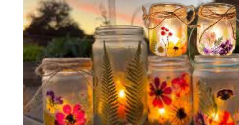 Six jars of beautiful pressed flower lanterns